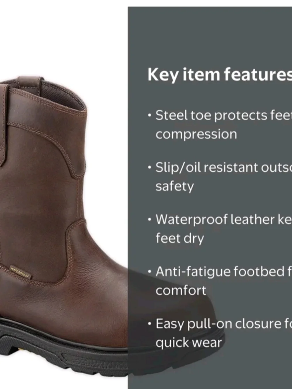 Men's Brown Work Boots - Steel Toe